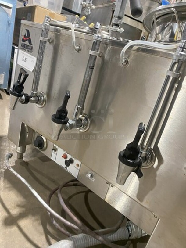 American Metal Ware All Stainless Steel Dual Coffee Brewer! With Hot Water Line! On Legs! Model 8103E Serial 106166! 120/208V 1 Phase!  - Image 4 of 11