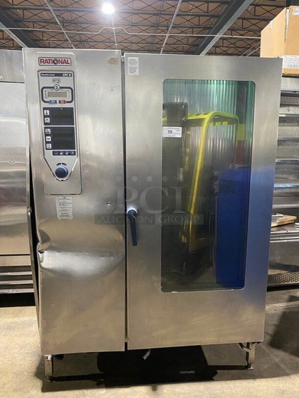 Rational All Stainless Steel Commercial Natural Gas Powered Combi Convection Oven! With View Through Door! With Digital Touch Controls! On Legs! - Image 1 of 8