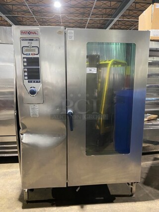 Rational All Stainless Steel Commercial Natural Gas Powered Combi Convection Oven! With View Through Door! With Digital Touch Controls! On Legs!