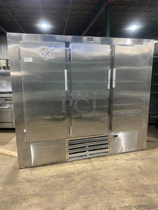 2015 Cool Tech Commercial 3 Door Reach In Cooler! All Stainless Steel! On Casters! MISSING INTERIOR FAN! Model: CMPH84RIF SN: W50415 120V 60HZ 1 Phase
