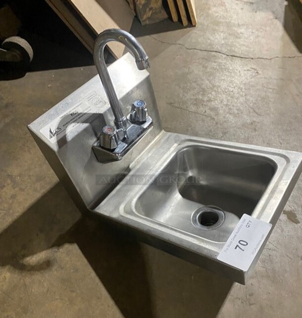 KCS Commercial Stainless Steel Hand Sink! With Back Splash! With Faucet And Handles! - Image 2 of 6