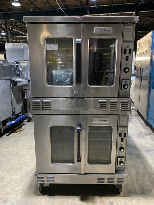 NICE! Garland U.S. Range Summit Series Natural Gas Powered Double Deck Full Size Convection Oven! With View Through Doors! With Metal Oven Racks! All Stainless Steel! On Casters! 2x Your Bid! 120V 60HZ 1 Phase