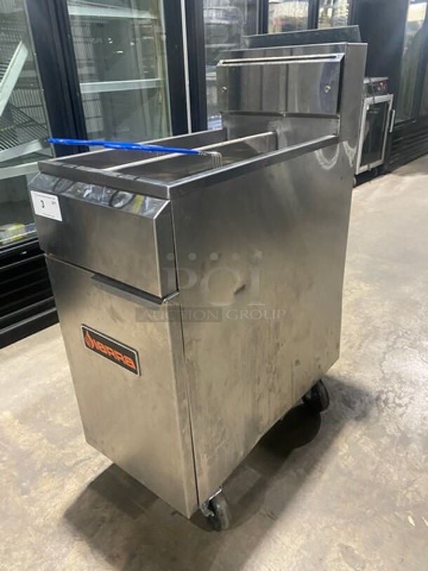 WOW! LATE MODEL! 2021 Sierra Commercial Natural Gas Powered Deep Fat Fryer! With 2 Metal Frying Baskets! With Backsplash! All Stainless Steel! On Casters! SN: 8102179082 - Image 2 of 10