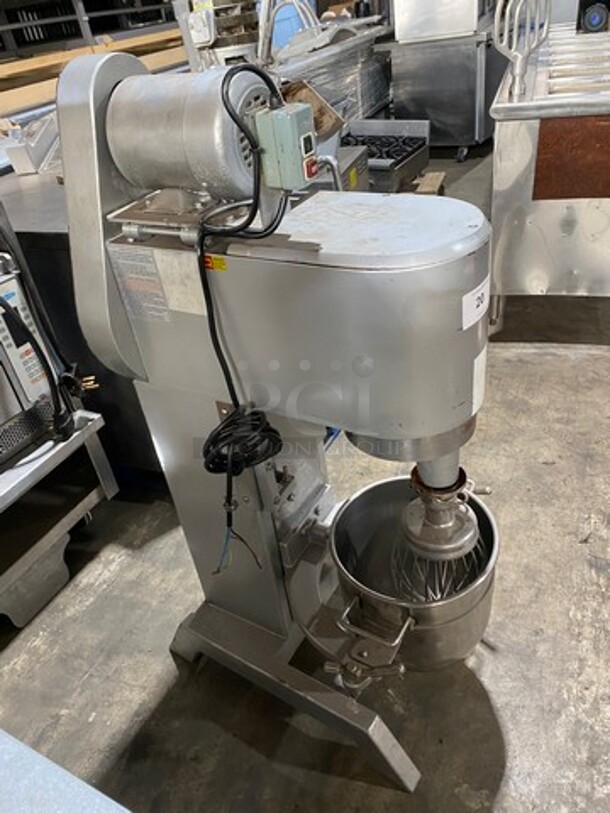 NICE! Commercial Floor Style 30QT Planetary Mixer! With Whisk And Paddle Attachments! With Bowl! Stainless Steel! WORKING WHEN REMOVED! - Image 3 of 12