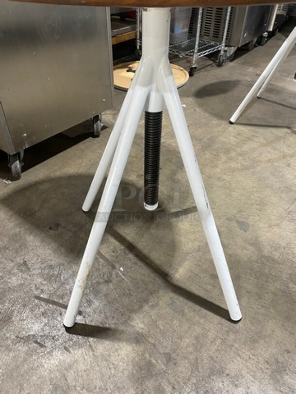 LIKE NEW! Round Wooden Pattern Table! With Tri Pod Style Metal Base! 2x Your Bid! - Image 3 of 4