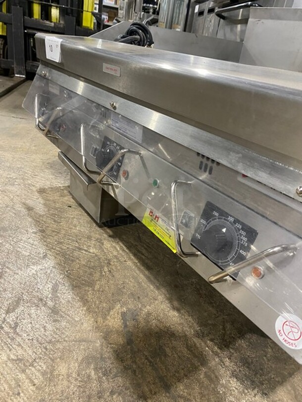 BRAND NEW! OUT OF THE BOX! Garland Commercial Natural Gas Powered Countertop MIRROR SHINE Flat Griddle! With Thermostatic Controls! With Back & Side Splash! All Stainless Steel! On Legs! - Image 6 of 10