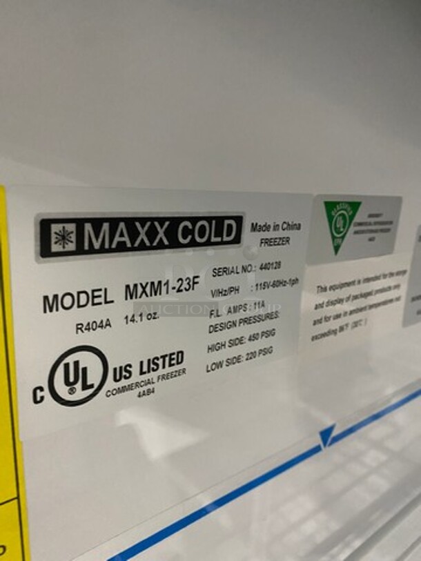 Maxx Cold Commercial Single Door Reach In Freezer Merchandiser! With View Through Doors! With Poly Racks! Model: MXM123F SN: 440128 115V 60HZ 1 Phase - Image 7 of 8