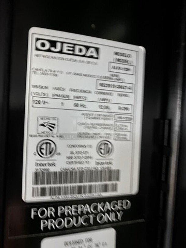NICE! NEW! SCRATCH-N-DENT! Ojeda Commercial Refrigerated Open Grab-N-Go Case Merchandiser! With View Through Sides! Model: ALPA120H SN: 002261930621A 120V 60HZ 1 Phase - Image 8 of 12