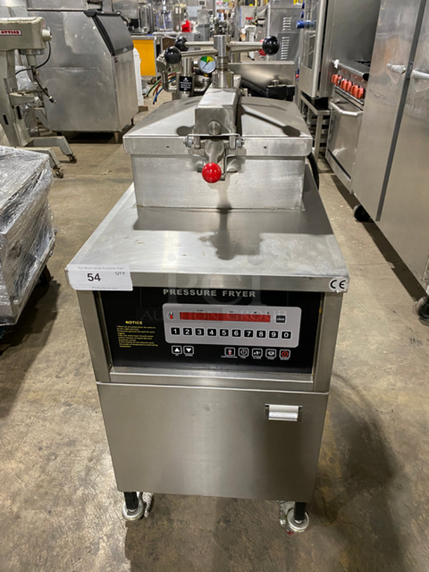 LATE MODEL! 2019 Shineho Equipment Electric Powered Pressure Fryer! With Metal Fryer Basket! All Stainless Steel! On Casters! Model: P007 50HZ - Image 1 of 10