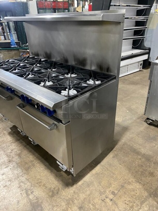 Commercial Natural Gas Powered 10 Burner Stove! With Raised Back Splash! With 2 Full Size Oven Underneath! All Stainless Steel! - Image 4 of 11