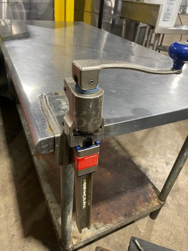 Solid Stainless Steel Work Top/ Prep Table! With Mounted Can Opener! With Storage Space Underneath! On Legs! - Image 6 of 7