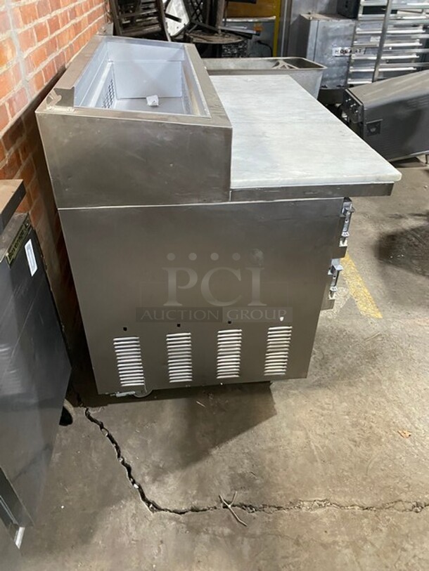 Nice Leader! ALL Stainless Steel Pizza Prep Table! Double Cold Storage! With Marble Cutting Board! On Wheels! 115V! 1 Phase! 60 HZ! Model: ESPT48 Serial: NP05C0836 - Image 2 of 10