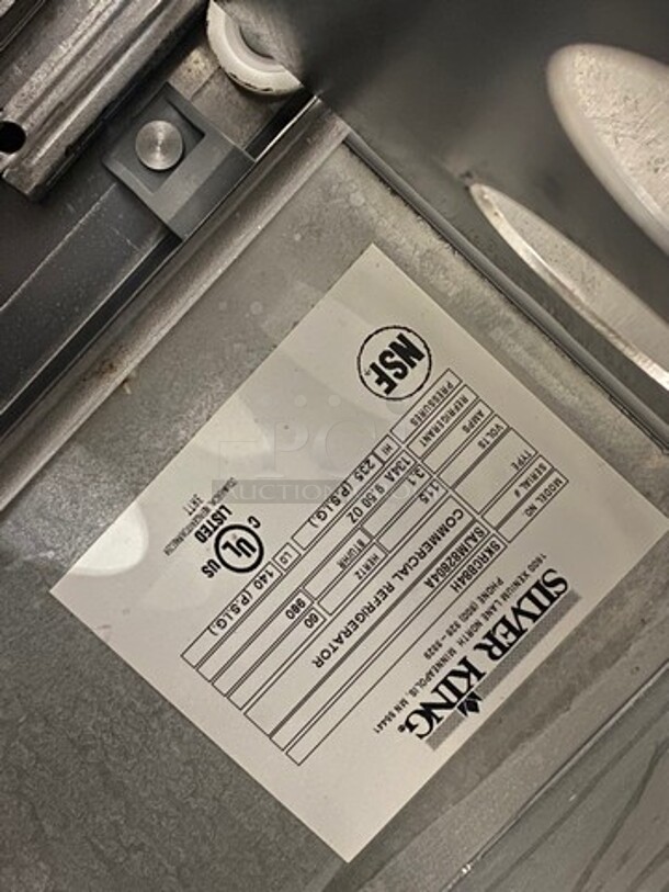 WOW! Silver King Commercial Refrigerated Chef Base! With 4 Drawer Storage Space! All Stainless Steel! On Casters! WORKING WHEN REMOVED! Model: SKRCB84H SN: SAJM82804A 115V 60HZ 1 Phase - Image 7 of 8
