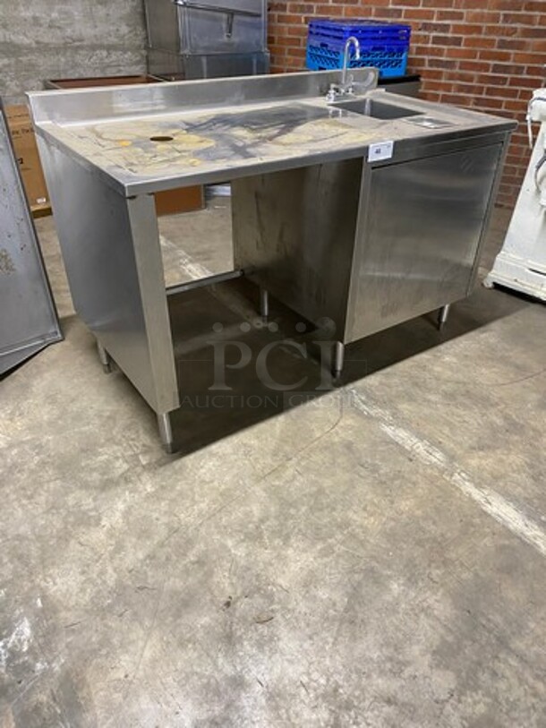 All Stainless Steel Commercial Custom-Made Workstation! With Built In Hand Sink! With Faucet And Handles! With Back Splash! With Storage Space Underneath! All Stainless Steel! On Legs! - Image 8 of 8