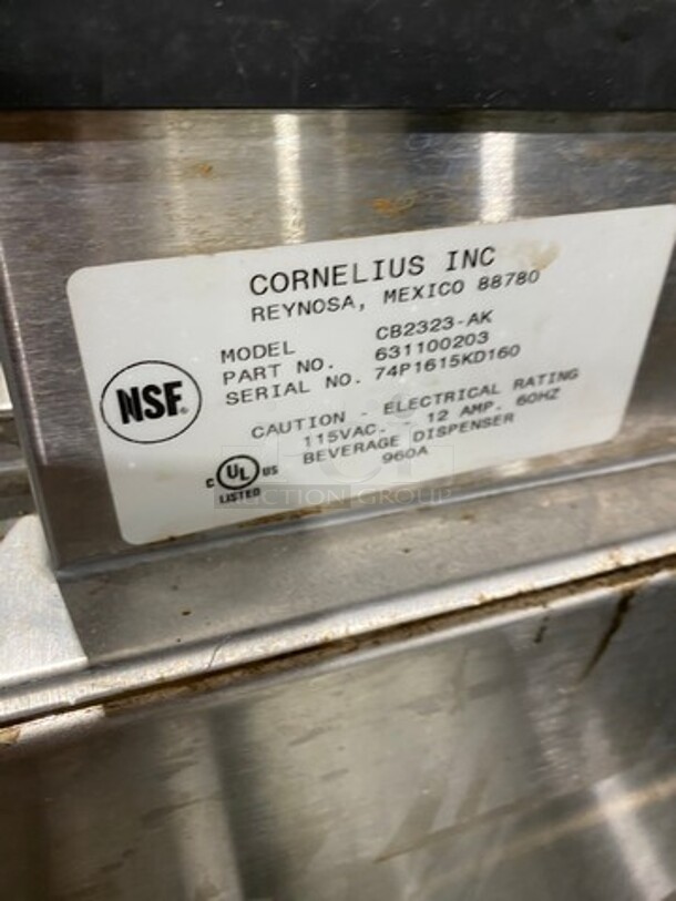 Cornelius Commercial 8 Spout And Ice Dispenser Beverage System! On Commercial Ice Bin! All Stainless Steel! On Legs! Model: CB2323AK SN: 74P1615KD160 115V - Image 8 of 10