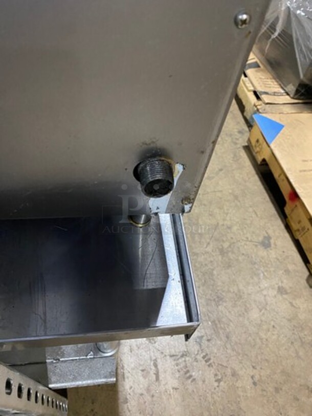 WOW! AMAZING FIND! L & J Commercial Natural Gas Powered Char Broiler Grill! With Back And Side Splashes! On Small Legs! With Overhead Natural Gas Powered American Range Cheese Melter! On Equipment Stand! With Storage Space Underneath! All Stainless Steel! On Legs! - Image 12 of 12