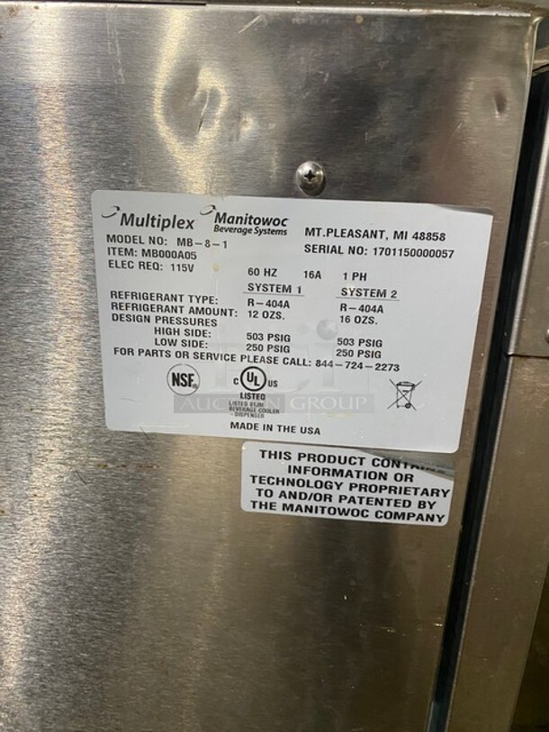 Manitowoc Multiplex All Stainless Steel Smoothie Workstation! On Single Door Undercounter Cooler With Poly Bins! On Casters! Model: MB81 SN: 1701150000057 115V 1PH  - Image 7 of 11
