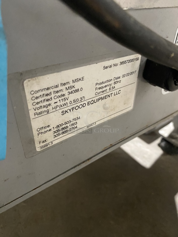 Skyfood Commercial Countertop Bone/ Meat Saw! All Stainless Steel! MODEL: MSKE SN:365572000159! Electric Powered!  - Image 8 of 9