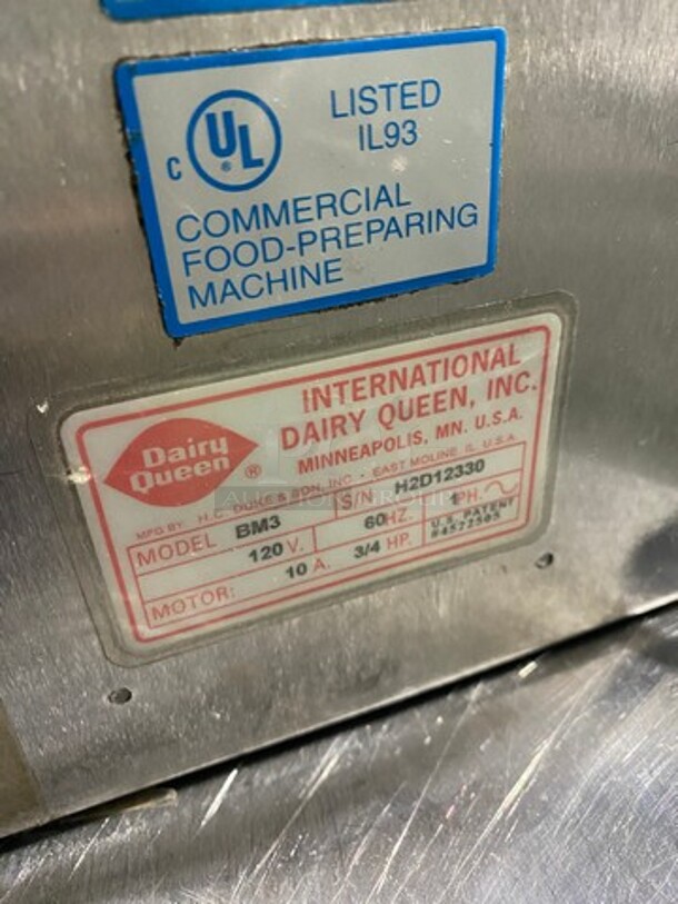 International Dairy Queen Commercial Countertop Blizzard Mixer! Solid Stainless Steel! Model: BM3 SN: H2D12330 120V 60HZ 1 Phase - Image 5 of 8