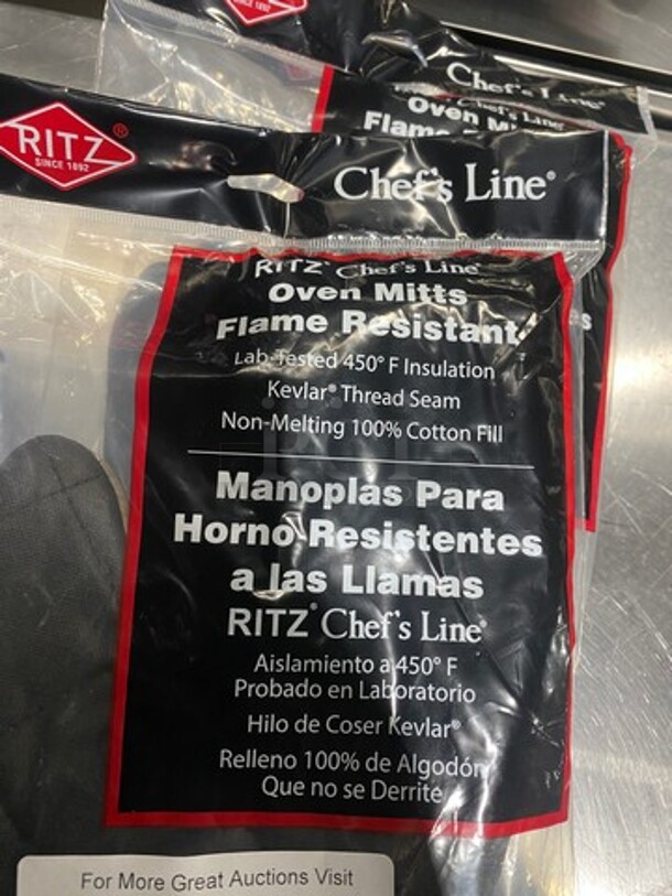 NEW! Chef's Line Flame Resistant Oven Mitts! 3x Your Bid! - Image 5 of 6