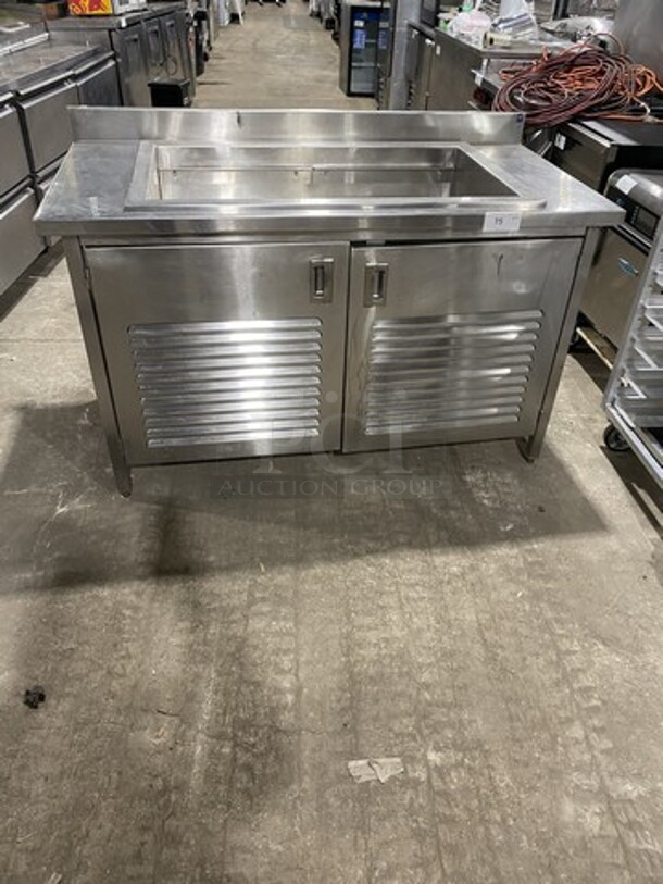 Randell All Stainless Steel Wrapped Refrigerated Cold Pan Unit! With Raised Backsplash!  Model 9943SCA Serial 16692811! 115V 1 Phase! On Legs!  - Image 1 of 8