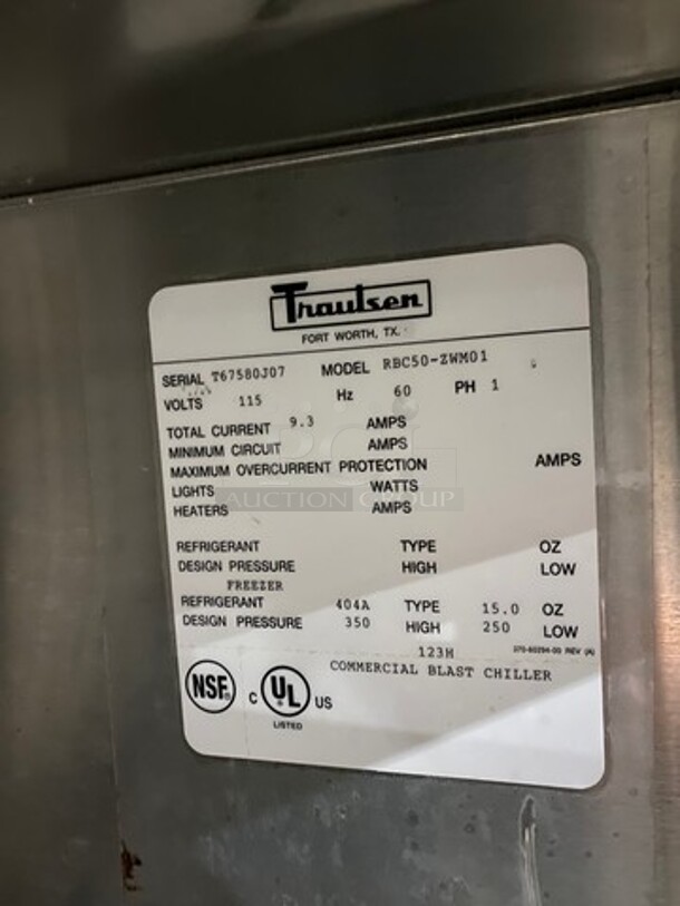 FAB! Traulsen Commercial Single Door Blast Chiller/ Shock Freezer! All Stainless Steel! On Legs! Model: RBC50ZWM01 SN: T67580J07 115V 60HZ 1 Phase - Image 6 of 11