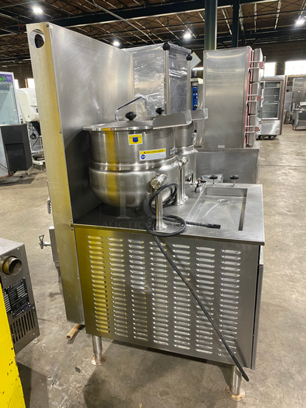 WOW! Cleveland Natural Gas Powered Commercial Double Tilted Kettle Cabinet Assembly! With 2 10 Gallon Kettles! All Stainless Steel! On Legs! Model: 36GMK1010200 SN: 1411230000835 115V 60HZ 1 Phase - Image 3 of 10