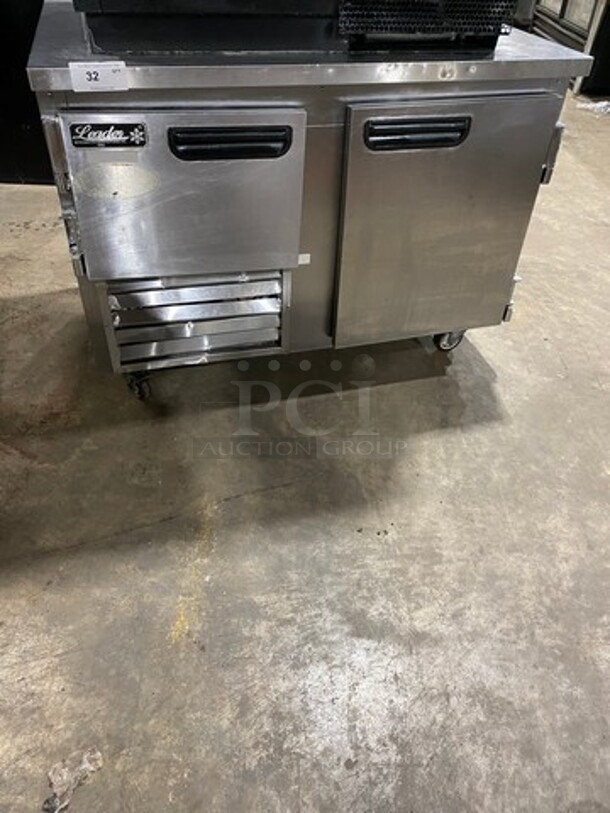 Leader Commercial Refrigerated 2 Door Lowboy! With Poly Coated Rack! All Stainless Steel! On Casters! Model: LB48SC SN: PW11M1802B 115V 60HZ 1 Phase