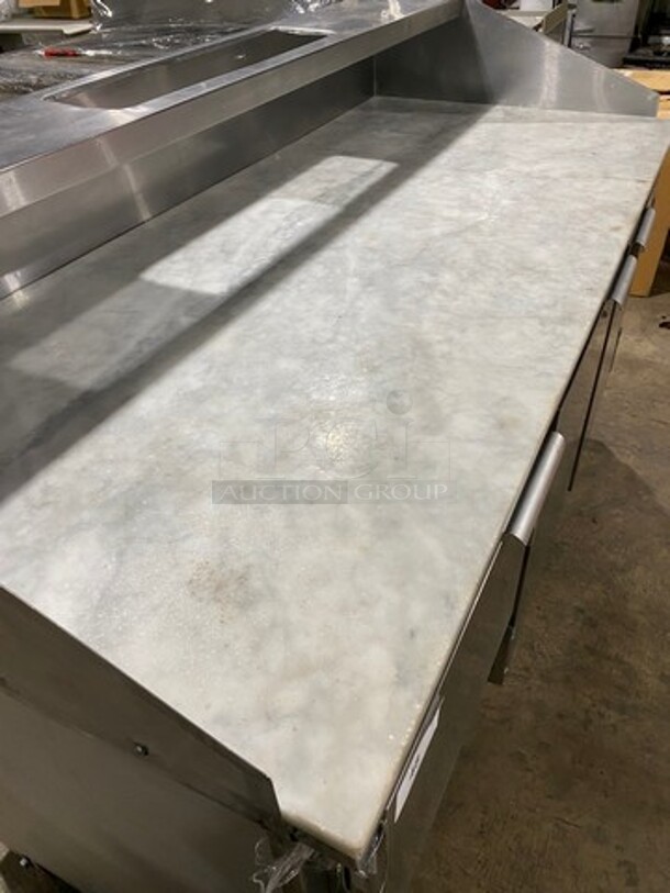 2017 Leader Commercial Refrigerated Pizza Prep Table! With Marble Top! With 3 Door Storage Space Underneath! All Stainless Steel! On Casters! Model: DR72SC SN: AA11M2201 115V 60HZ 1 Phase - Image 5 of 9