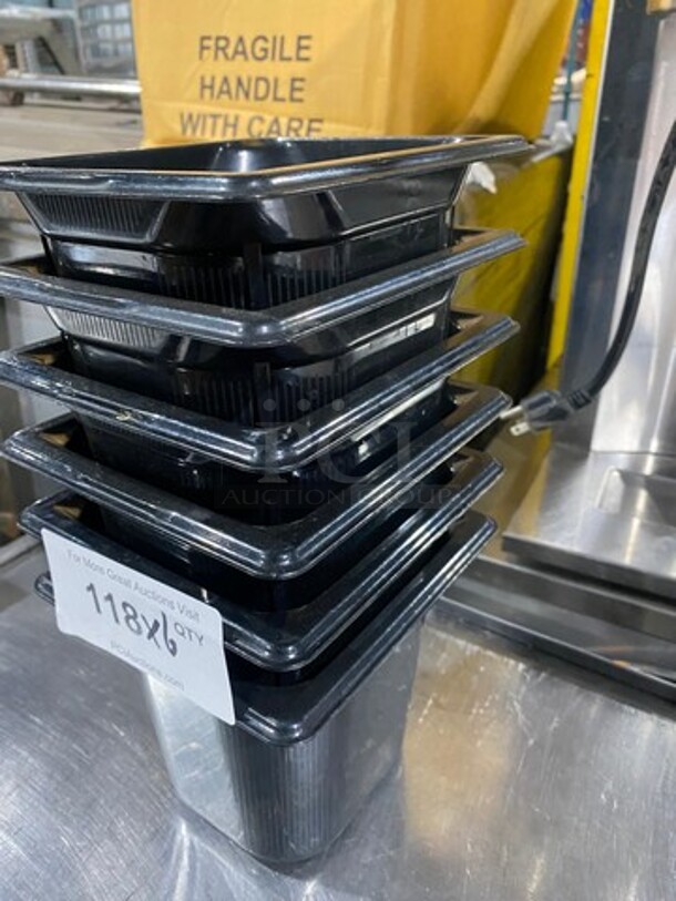 Vollrath Black Poly 1/6x4" Food Containers! 6x Your Bid! - Image 2 of 7