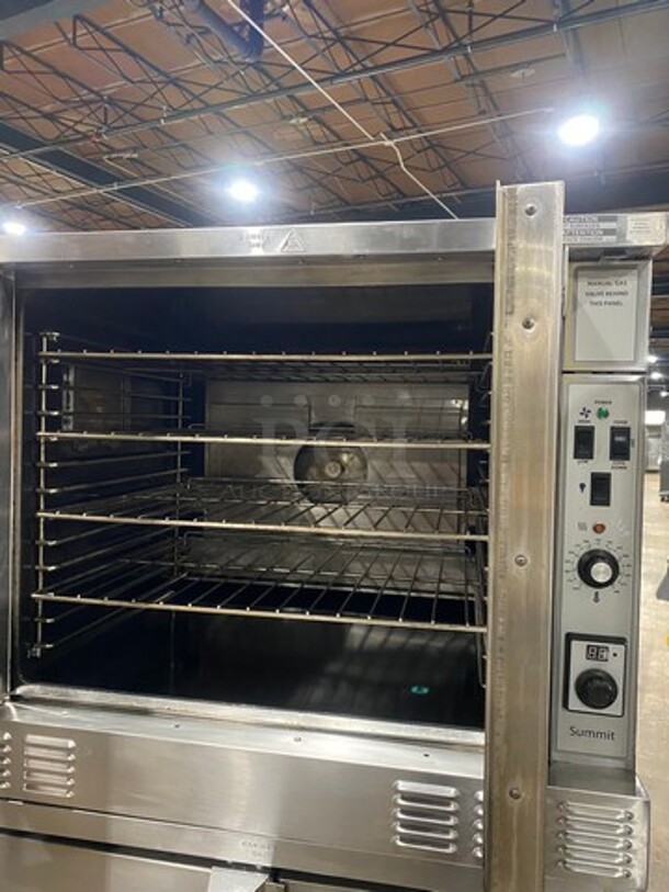 BEAUTIFUL! LATE MODEL! US Range/Garland Double Stacked Natural Gas Powered Heavy Duty Commercial Convection Oven! With View Through Doors! Model SUMG100 Serial 1911100101567! On Commercial Casters! 2 X Your Bid Makes One Unit! - Image 5 of 9