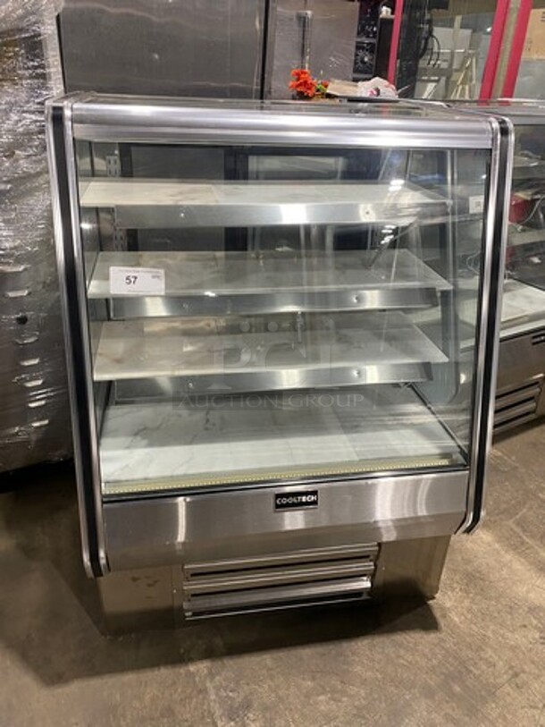 LATE MODEL! 2016 Cool Tech Commercial Bakery Case Merchandiser! With Slanted Front Glass! With Stainless Steel Shelves! With Rear Access Doors! WORKING WHEN REMOVED! Model: CMPH36HB SN: 16852 120V 60HZ