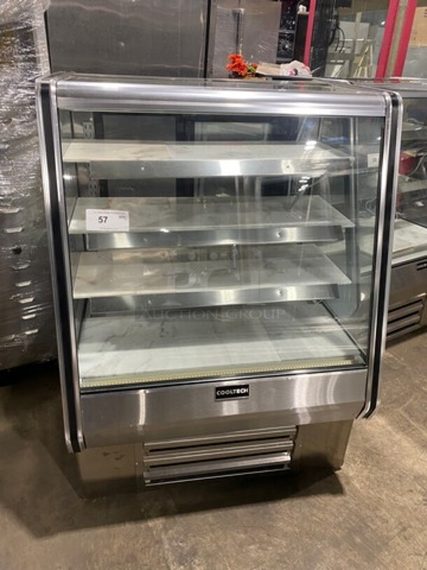 LATE MODEL! 2016 Cool Tech Commercial Bakery Case Merchandiser! With Slanted Front Glass! With Stainless Steel Shelves! With Rear Access Doors! WORKING WHEN REMOVED! Model: CMPH36HB SN: 16852 120V 60HZ - Image 1 of 8