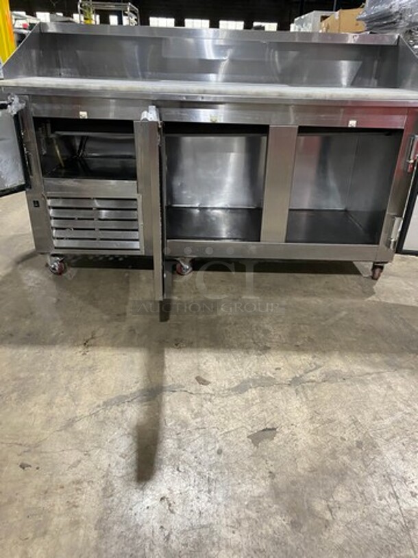 2017 Leader Commercial Refrigerated Pizza Prep Table! With Marble Top! With 3 Door Storage Space Underneath! All Stainless Steel! On Casters! Model: DR72SC SN: AA11M2201 115V 60HZ 1 Phase - Image 6 of 9