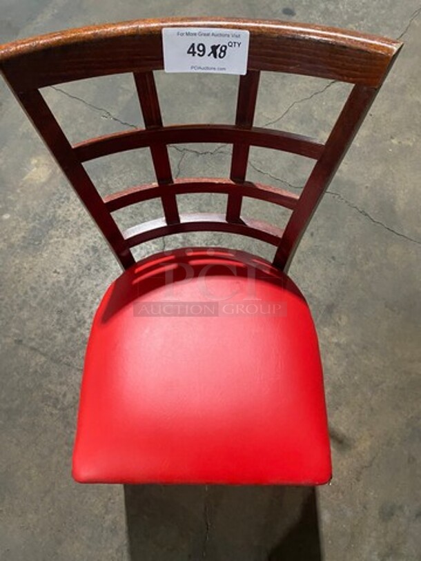 Red Cushioned Chairs! With Brown Wooden Body! 8x Your Bid! - Image 6 of 6