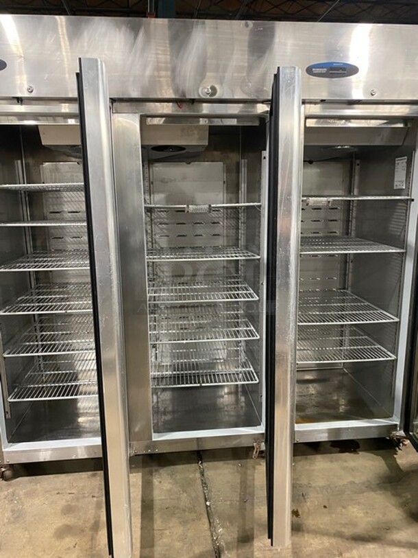 Hoshizaki Commercial 3 Door Reach In Cooler Merchandiser! With View Through Doors! Poly Coated Racks! All Stainless Steel Body! Model: CR3SFGYCR SN: F60047C 115V 60HZ 1 Phase - Image 6 of 9