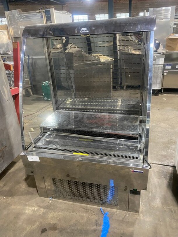 LATE MODEL! Omcan Commercial Open Refrigerated Display/Merchandiser Showcase! All Stainless Steel! With Stainless Steel Racks! 110V! Model RSCN0380 Serial 4000480930523010! Working When Removed! - Image 1 of 10