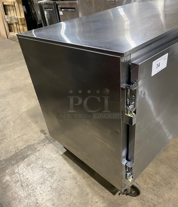 Beverage Air Stainless Steel 2 Door Low Boy Work Top Cooler! On Casters!  MODEL R134A 115V 1PH  - Image 2 of 8