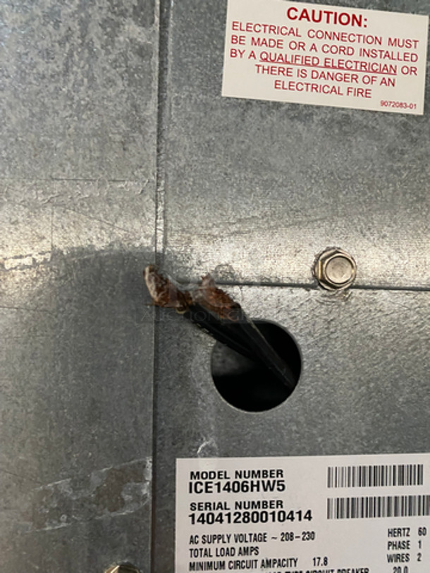 Ice-O-Matic Commercial Ice Machine Head! On Commercial Ice Bin! All Stainless Steel! On Legs! 2x Your Bid Makes One Unit! Model: ICE1406HW5 SN: 14041280010414 208/230V 60HZ 1 Phase - Image 9 of 9
