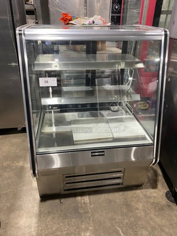 LATE MODEL! 2016 Cool Tech Commercial Bakery Case Merchandiser! With Slanted Front Glass! With Stainless Steel Shelves! With Rear Access Doors! WORKING WHEN REMOVED! Model: CMPH36HB SN: 16791 120V 60HZ