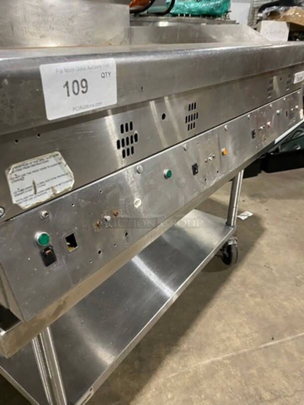 Garland Commercial Countertop Gas Powered Flat Griddle! With Back And Side Splashes! On Equipment Stand! With Storage Space Underneath! All Stainless Steel! On Casters! - Image 7 of 8