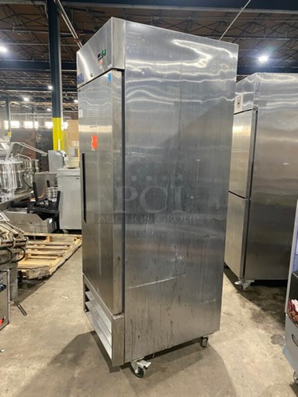 Arctic Commercial Single Door Reach In Cooler! With Poly Coated Racks! All Stainless Steel! On Casters! Working When Removed! Model: AR23E SN: 464050 115V - Image 4 of 9