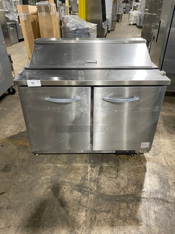 Kool It Commercial Refrigerated Mega Top Sandwich Prep Table! With 2 Door Underneath Storage Space! All Stainless Steel! Model: KSP48 SN: KSP488126002 115V 60HZ 1 Phase