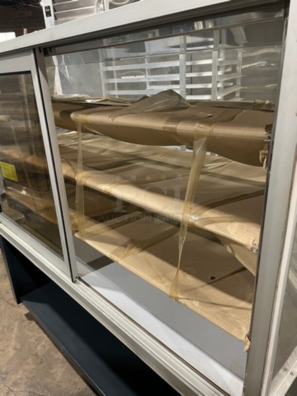 WOW! NEW! Commercial Display Case Merchandiser! With Curved Front Glass! With Sliding Rear Access Doors! Stainless Steel Body! - Image 6 of 10