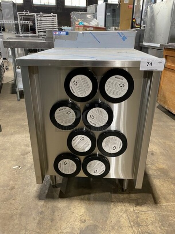 NEW! Commercial Cup Dispenser Stand! With Cup Holders! With Back Splash! Solid Stainless Steel! On Legs! - Image 1 of 8