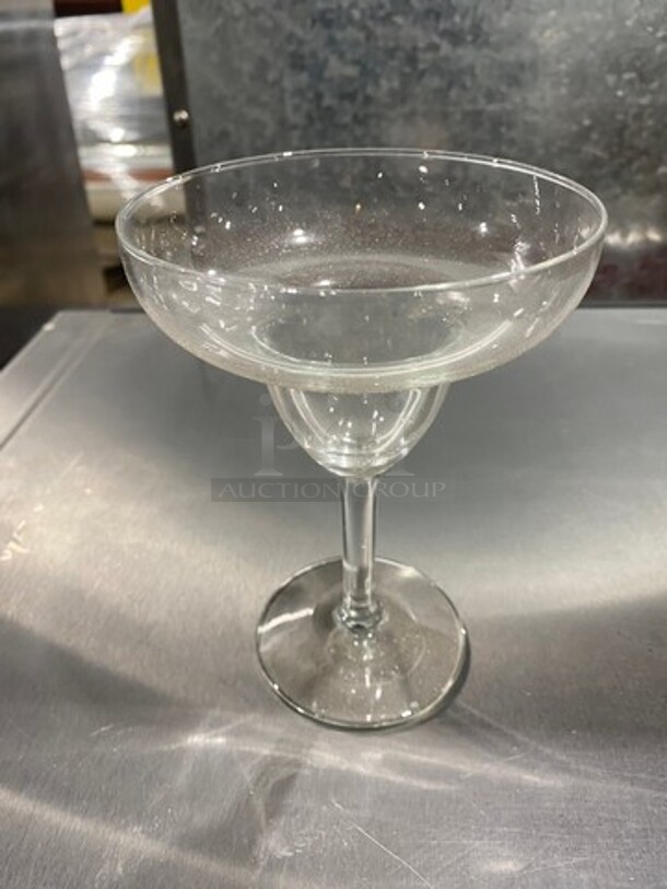 ALL ONE MONEY! Clear Glass Stemmed Margarita Glasses! Includes Poly Cup Crate! - Image 2 of 4
