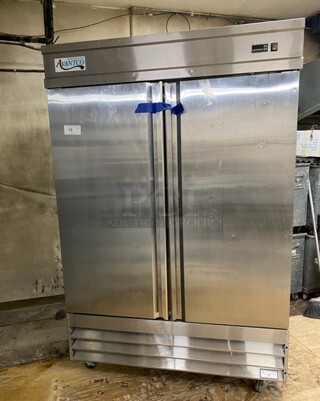 Avantco Stainless Steel Commercial 2 Door Reach In Freezer w/ Poly Coated Racks on Commercial Casters! Working When Removed! MODEL 178CFD2FF