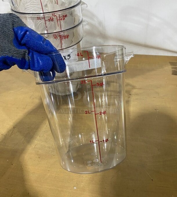 NEW! Cambro 4QT Clear Round Poly Food Storage Container! MODEL RFSCW4 5X Your Bid! - Image 3 of 7