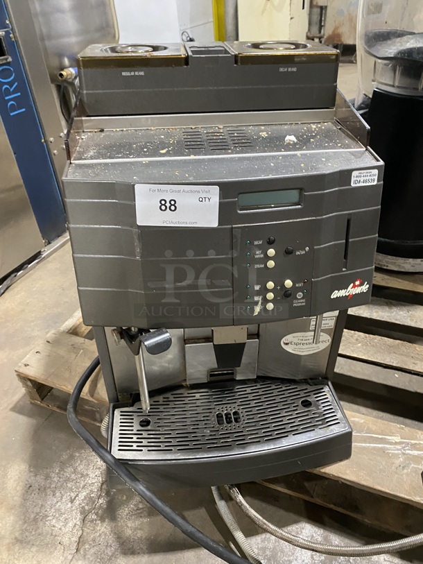 NICE! Schaerer Ambiente Stainless Steel Commercial Countertop Coffee Espresso Machine w/ 2 Hoppers and Steam Wand. 210 Volts.Espresso Machine! Model 15SO!  - Image 1 of 8