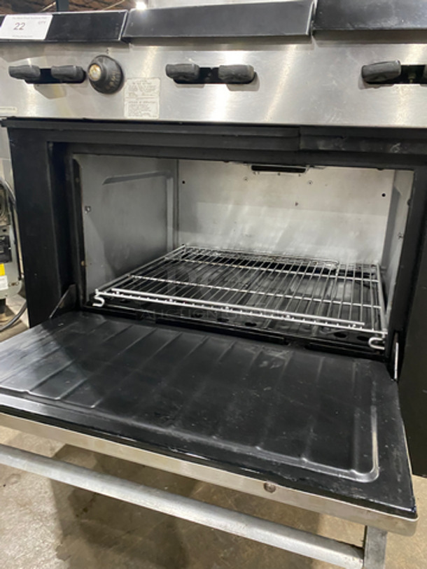 WOW! Garland Commercial Natural Gas Powered 6 Burner Stove! With Oven Underneath! Metal Oven Racks! With Raised Backsplash! With Salamander! All Stainless Steel! On Legs! - Image 7 of 10